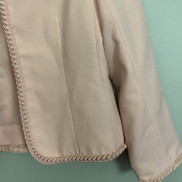 Adolph Schuman for Lilli Ann light pink open silk suit blazer with braided trim - Picture 5 of 10